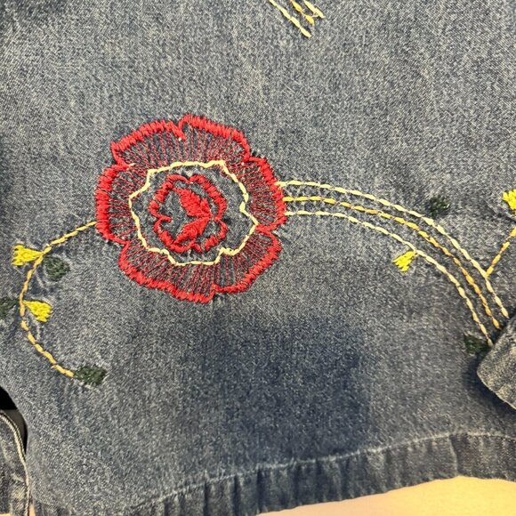 E.Larsen Studio Works Womens Denim Jean Floral Embroidered Button Up Jacket 2X - Picture 6 of 11